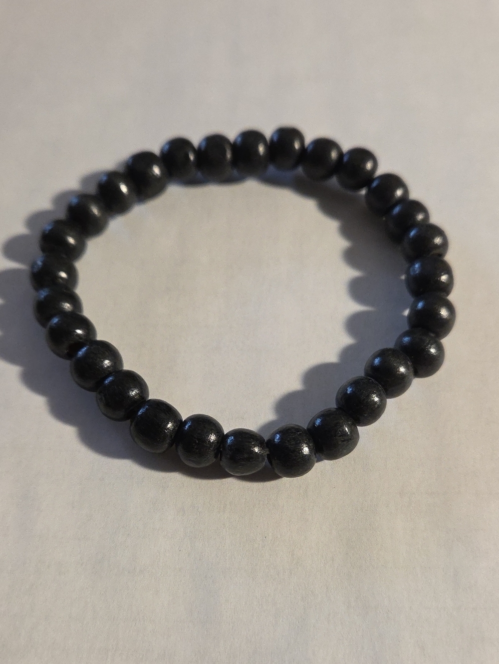 Black Wooden Beads Stretch Bracelet